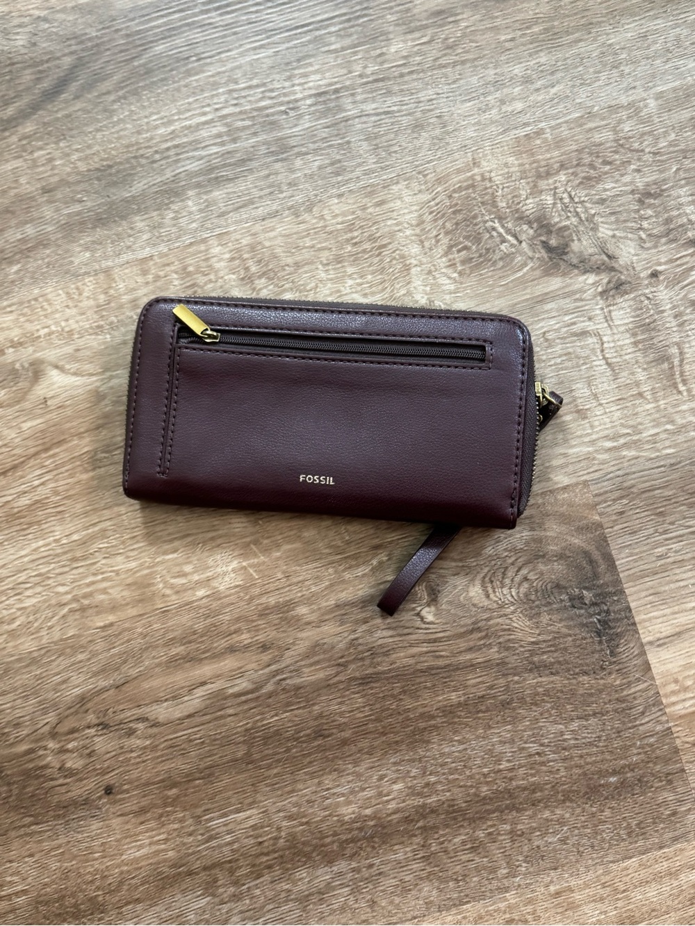 Fossil Burgundy Zip-Around Wallet with Floral Medallions - Picture 2 of 3